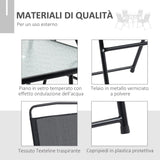 easycomfort easycomfort set da giardino 5 pezzi con 4 sedie pieghevoli e tavolo in metallo e vetro temperato nero