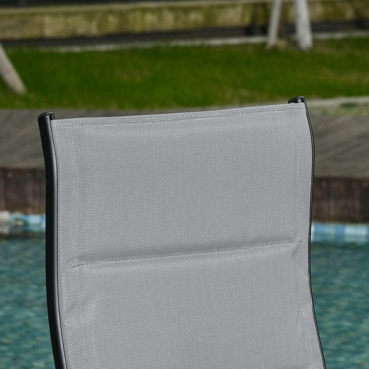 easycomfort easycomfort set da giardino con 2 sedie a sdraio reclinabili imbottite e tavolino in vetro grigio