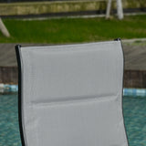 easycomfort easycomfort set da giardino con 2 sedie a sdraio reclinabili imbottite e tavolino in vetro grigio