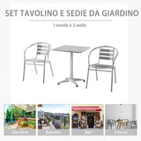 easycomfort easycomfort set tavolino e 2 sedie da esterno e giardino in alluminio e acciaio inox