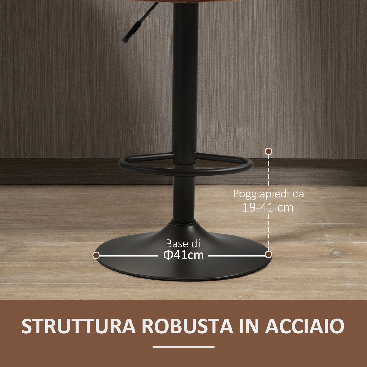 easycomfort easycomfort sgabello regolabile vintage da bar e cucina set 2 pezzi con poggiapiedi base in acciaio e rivestimento in pelle 45x54x96 117cm marrone e grigio