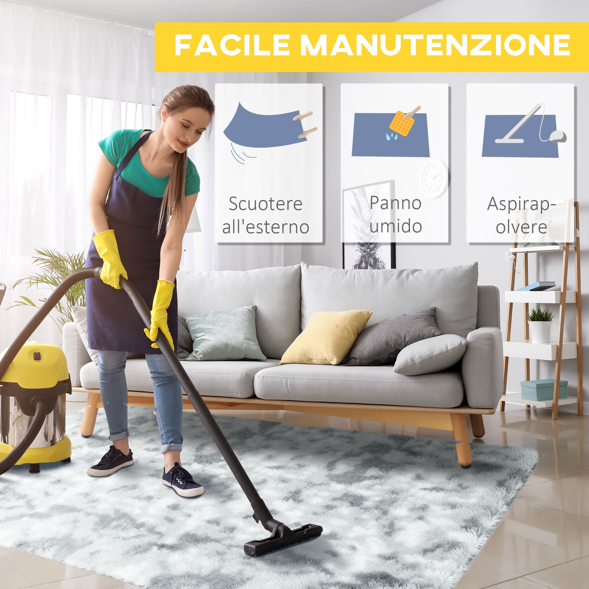 HOMCOM Tappeto Moderno in Poliestere e Gommapiuma per Camera da Letto,  Soggiorno e Sala da Pranzo, 230x160 cm, Grigio