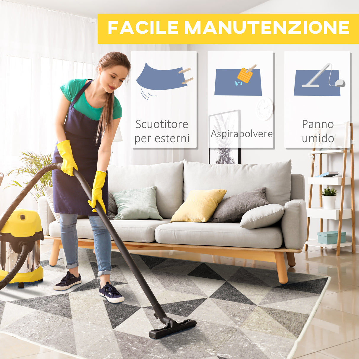 easycomfort easycomfort tappeto moderno pelo corto con triangoli in poliestere per interni 200x140cm grigio nero e bianco