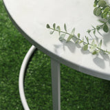 easycomfort easycomfort tavolini da salotto set 2 pezzi con piano effetto marmo in metallo bianco