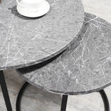 easycomfort easycomfort tavolini da salotto set 2 pezzi con piano effetto marmo in metallo nero