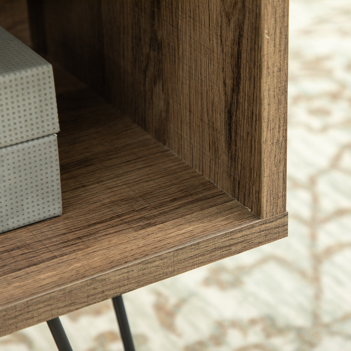 easycomfort easycomfort tavolino basso da caffe con ripiano aperto e cassetto in truciolato e metallo 90x45x46 cm marrone e nero