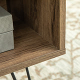 easycomfort easycomfort tavolino basso da caffe con ripiano aperto e cassetto in truciolato e metallo 90x45x46 cm marrone e nero