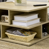 easycomfort easycomfort tavolino basso da salotto a 2 livelli in truciolato con ripiani aperti 70x70x36 5 cm color legno