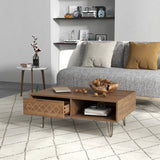 easycomfort easycomfort tavolino da caffe con 2 ripiani aperti e 2 cassetti in truciolato e metallo 95x62x36 5 cm