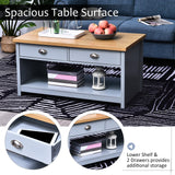 easycomfort easycomfort tavolino da caffe con maniglie 2 cassetti e 1 ripiano aperto in mdf 99x55x50 5cm