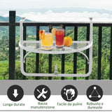 easycomfort easycomfort tavolino da ringhiera pieghevole con 3 altezze regolabili in metallo 60x45x50cm bianco