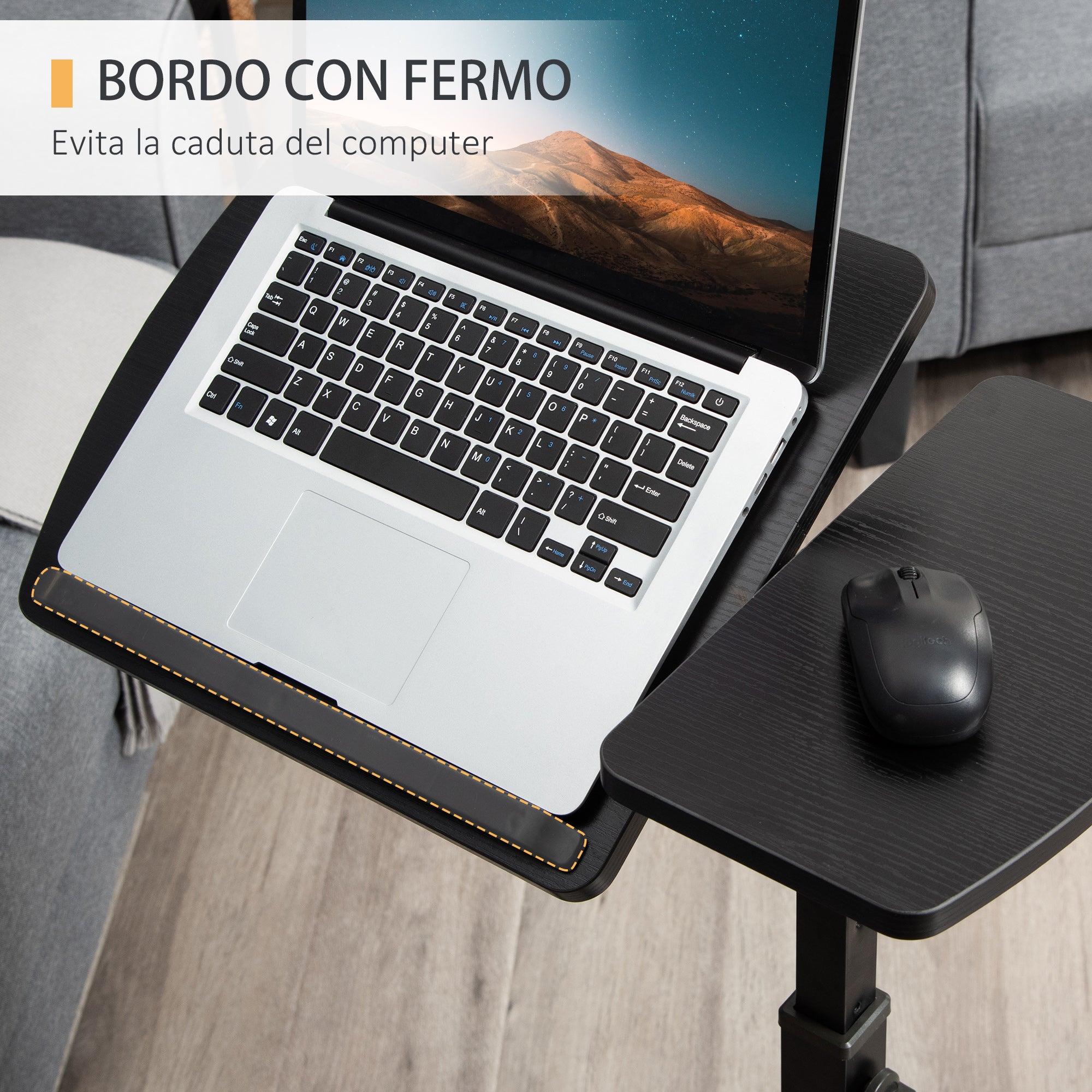EASYCOMFORT Tavolino Porta PC con Altezza Regolabile e Ruote