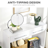 easycomfort easycomfort tavolo consolle da ingresso in truciolato con ripiano inferiore e 2 cassetti 101 6x28x76 2 cm bianco