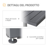 easycomfort easycomfort tavolo da giardino allungabile per 8 10 persone con struttura in alluminio 135 270x90x75cm grigio