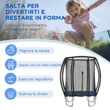easycomfort easycomfort trampolino elastico 210cm per bambini e adulti con rete e imbottiture blu