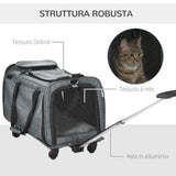 easycomfort easycomfort trasportino per cani e gatti 4 in 1 pieghevole con maniglia telescopica 50x31x37 cm grigio