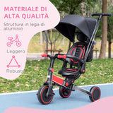 easycomfort easycomfort triciclo per bambini con maniglione 3 in 1 e tettuccio regolabile eta 18 48 mesi rosso