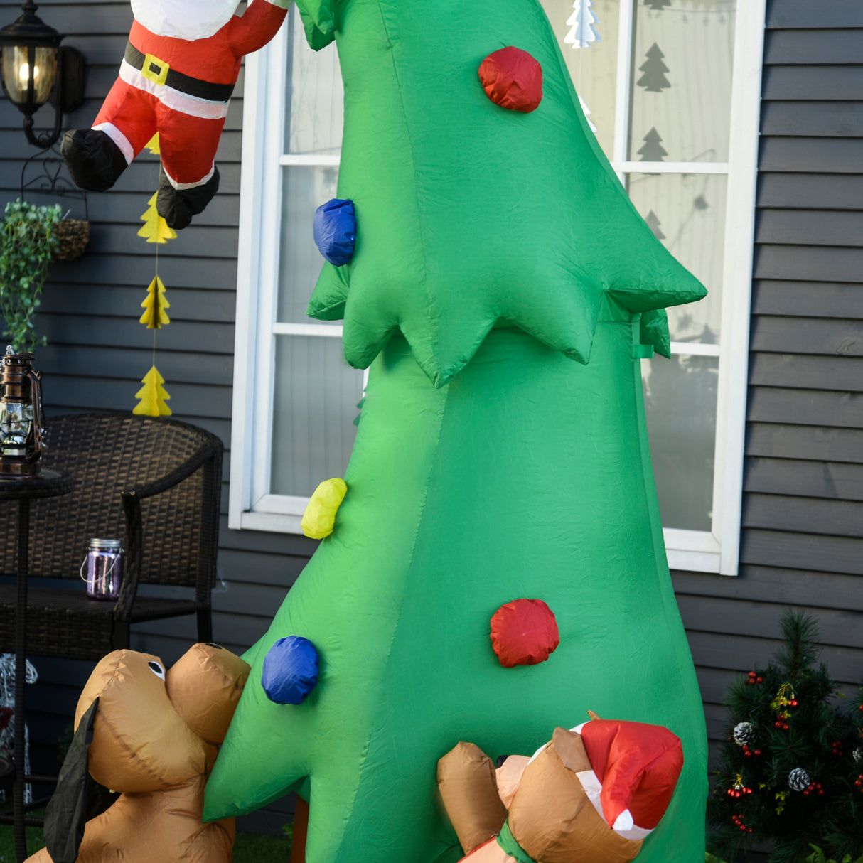 easycomfort easycomfort albero di natale gonfiabile luci a led babbo natale cagnolino pupazzo dorso