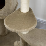 easycomfort easycomfort albero tiragraffi per gatti con pali in sisal lettino casetta e piattaforme 55x55x94cm marrone