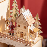 easycomfort easycomfort calendario avvento di natale rettangolare con motivi a tema e 12 luci a led 22x9x30 cm in compensato arancione