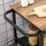 easycomfort easycomfort carrello da cucina a 3 livelli con 2 ruote cesto estraibile e vassoio 75x43 5x91 cm color legno e nero