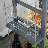 easycomfort easycomfort carrello da cucina in grigio scuro con 1 cassetto e 4 cestelli metallici