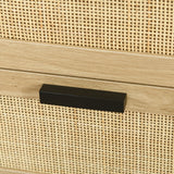 easycomfort easycomfort cassettiera 4 cassetti in truciolato e rattan per soggiorno e camera da letto 80x38x80 cm nero e color legno