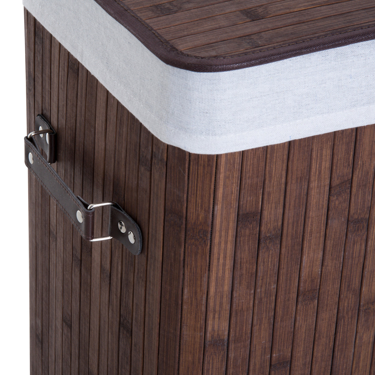 easycomfort easycomfort cesto portabiancheria in bambu con coperchio e sacco in tessuto rimovibile 40x30x60cm marrone