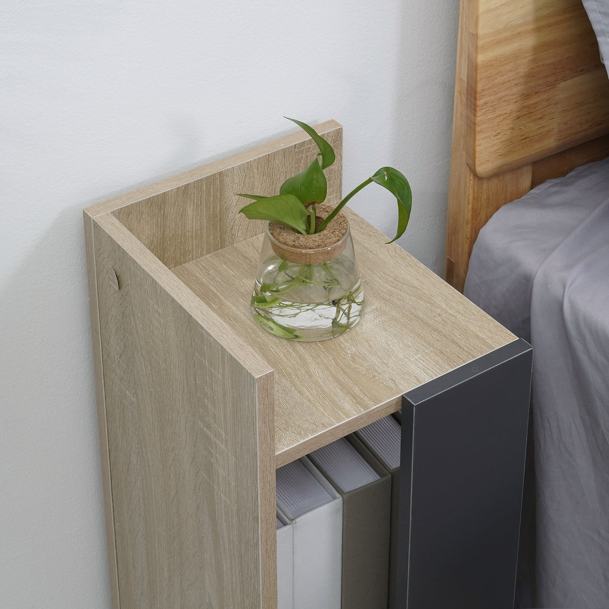 easycomfort easycomfort comodino moderno grigio con ripiano aperto set 2 pezzi in truciolato per camera da letto e soggiorno 27x25x60cm