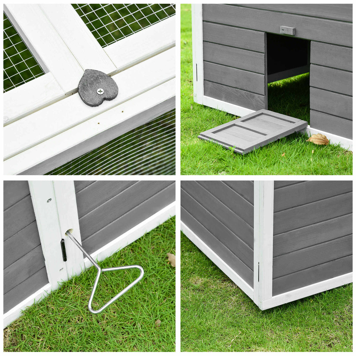 easycomfort easycomfort conigliera da esterno e interno con tetto apribile gabbia per 2 4 conigli in legno e metallo grigia