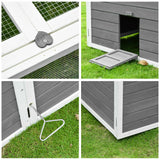 easycomfort easycomfort conigliera da esterno e interno con tetto apribile gabbia per 2 4 conigli in legno e metallo grigia