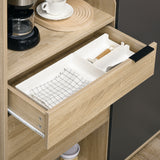 easycomfort easycomfort credenza moderna con armadietto cassetto e porta calici 110x41 5x180cm legno naturale e grigio