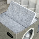 easycomfort easycomfort cuccia per gatti pieghevole e portatile casetta per gatti con pannello tiragraffi 2 cuscini e pallina in peluche e tessuto grigio