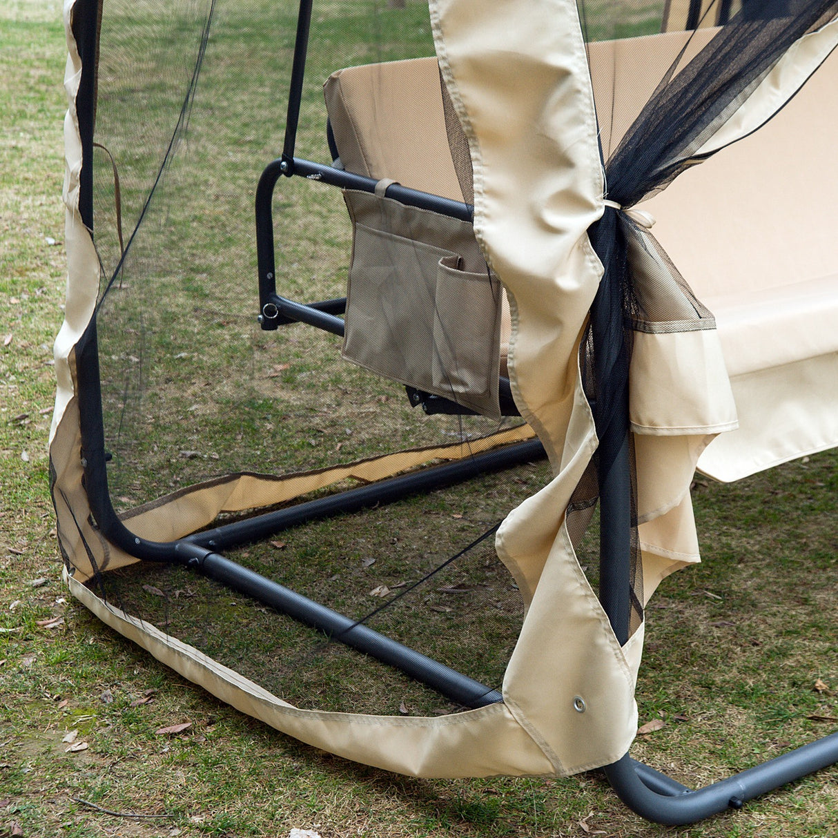 easycomfort easycomfort dondolo letto 3 posti ribaltabile esterno con zanzariera caffe chiaro