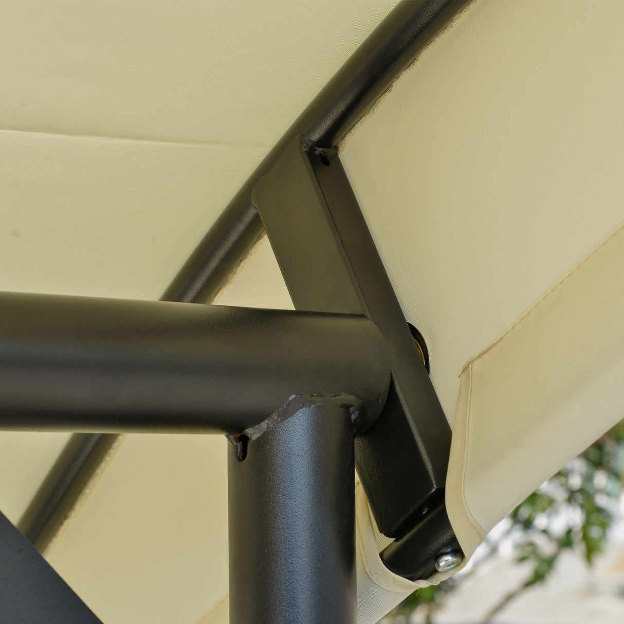 easycomfort easycomfort dondolo letto da giardino 3 posti con tettuccio regolabile metallo e poliestere beige