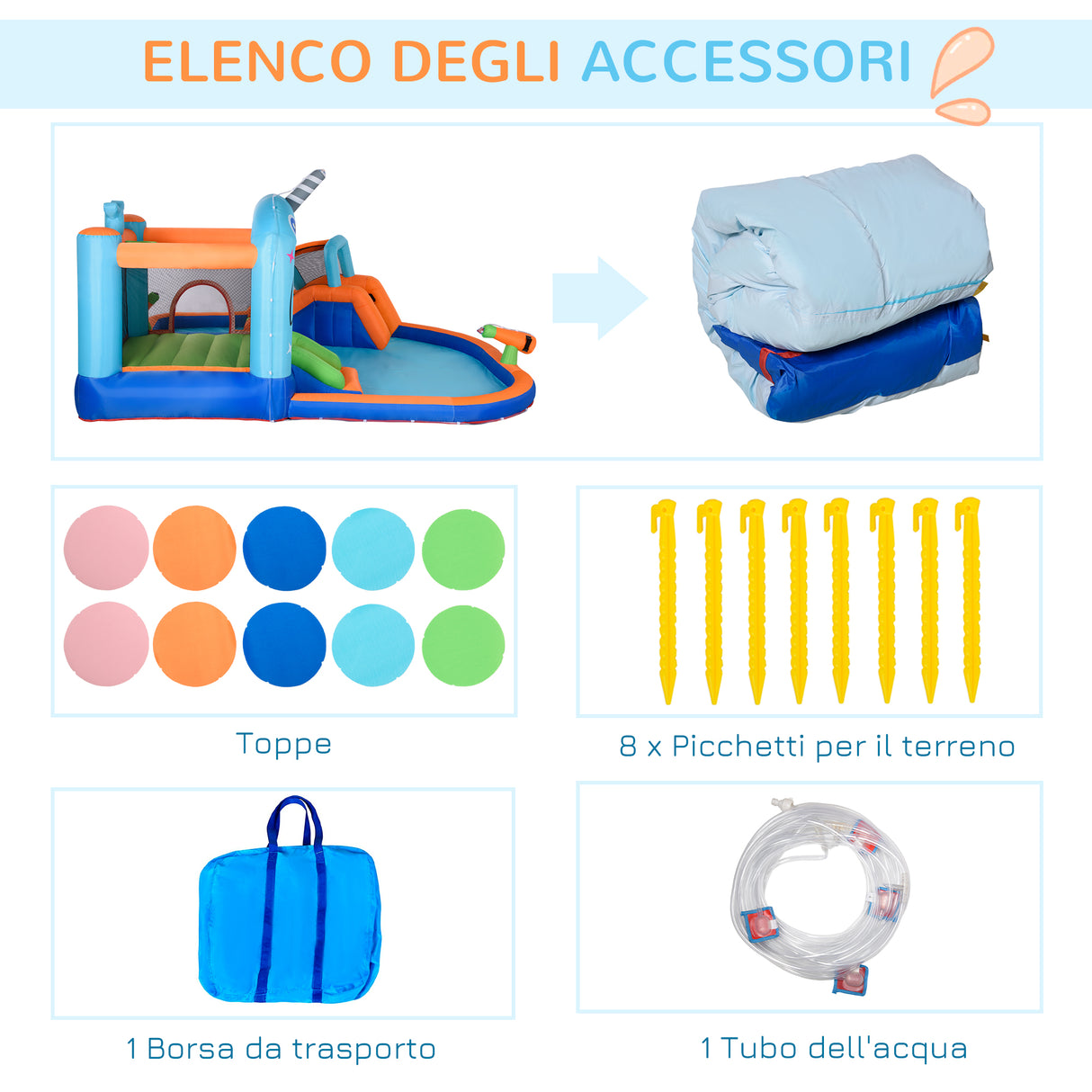 easycomfort easycomfort gioco gonfiabile per bambini 3 8 anni con borsa da trasporto 12 paletti e toppe inclusi 420x370x230 cm