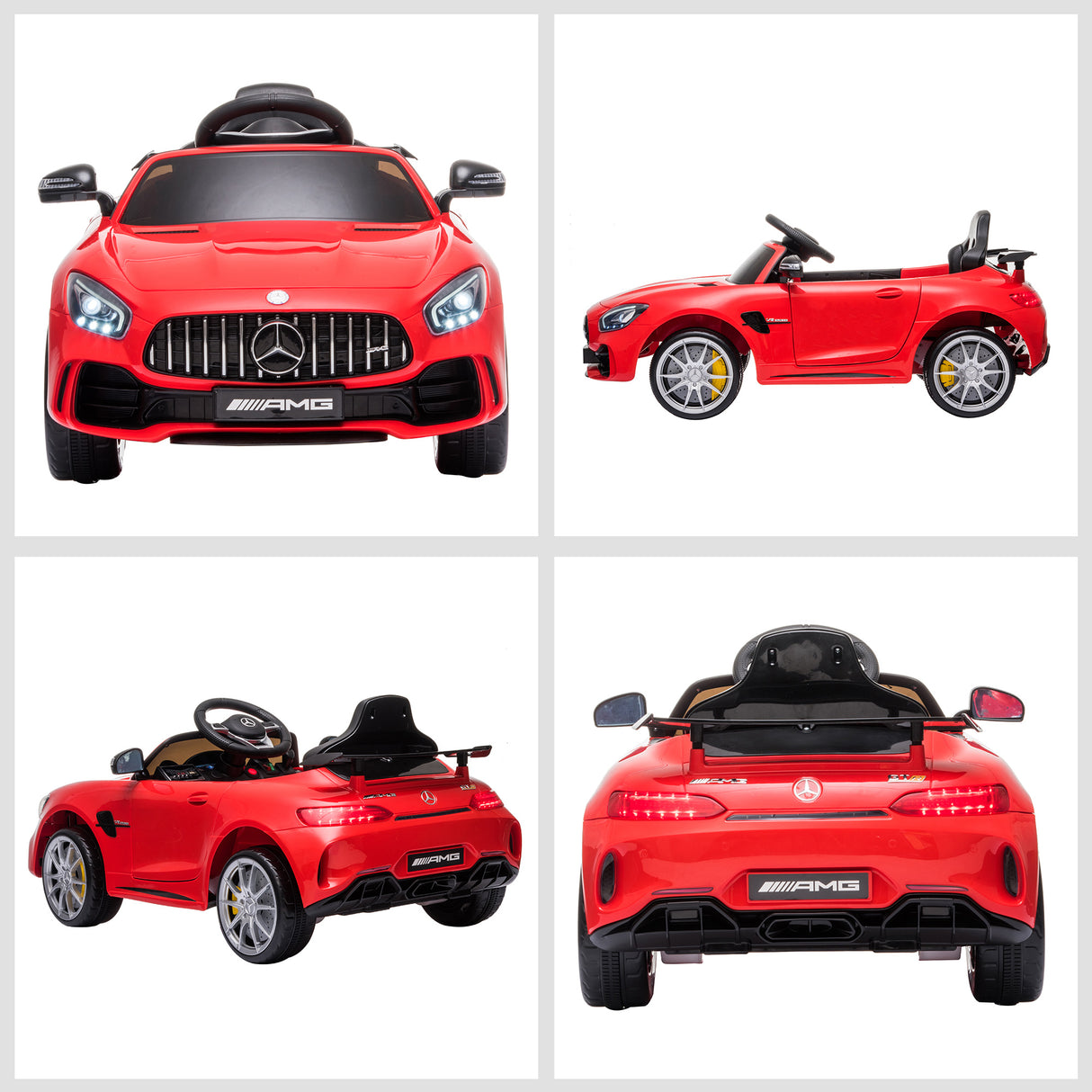 easycomfort easycomfort macchinina per bambini elettrica 12v con licenza mercedes amg gtr velocita 3 5kmh 105x58x45 cm rosso
