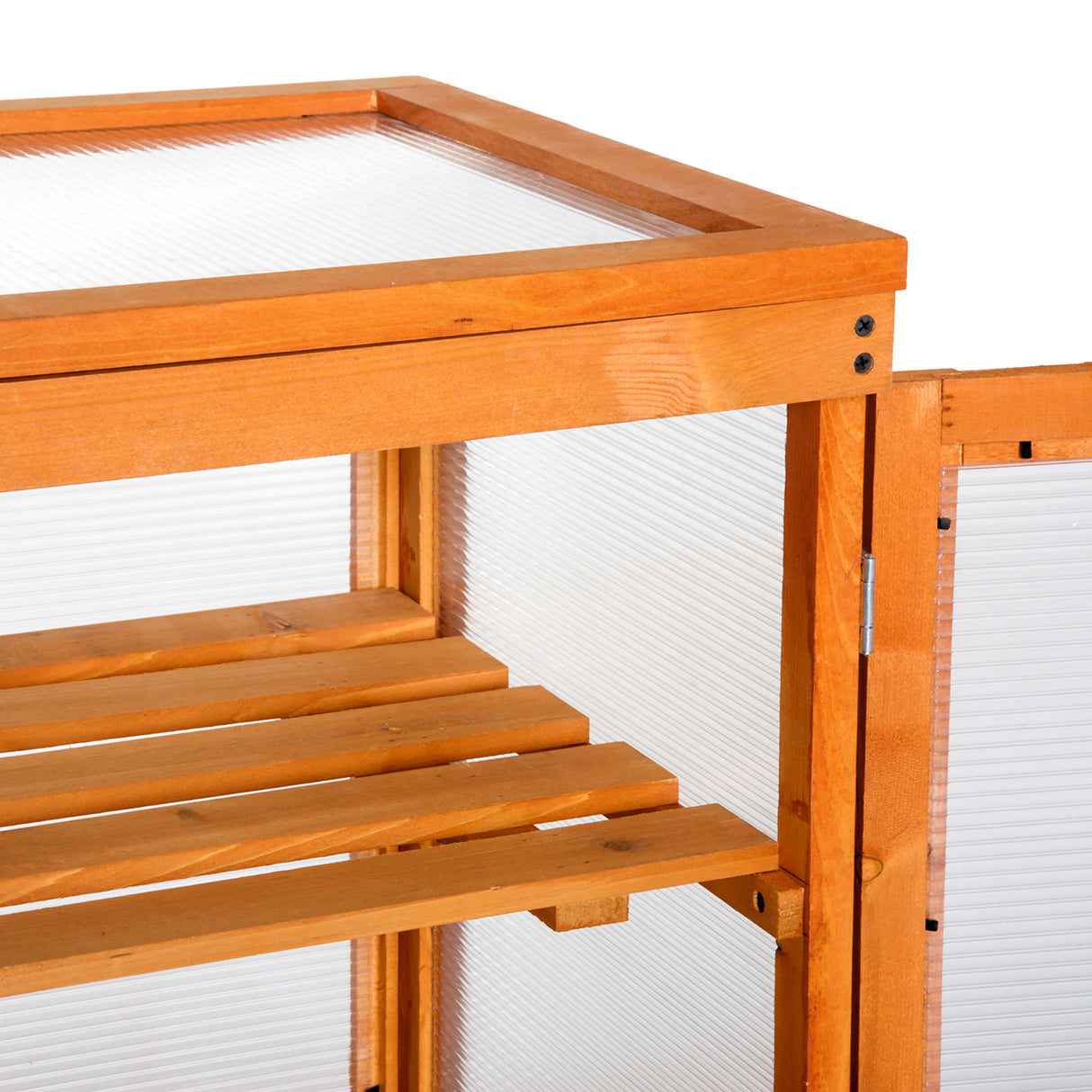 easycomfort easycomfort mini serra da giardino a 3 ripiani in legno e policarbonato 58x44x78cm arancione