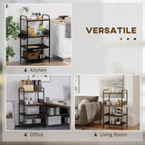 easycomfort easycomfort mobile cucina a 4 livelli con 6 ganci 2 vassoi e 4 ripiani rimovibili in mdf e acciaio 60x40x112 cm marrone