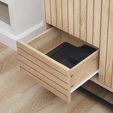 easycomfort easycomfort mobiletto moderno da soggiorno a coste con cassetto 2 armadietti e 2 ripiani aperti 75x40x120 cm