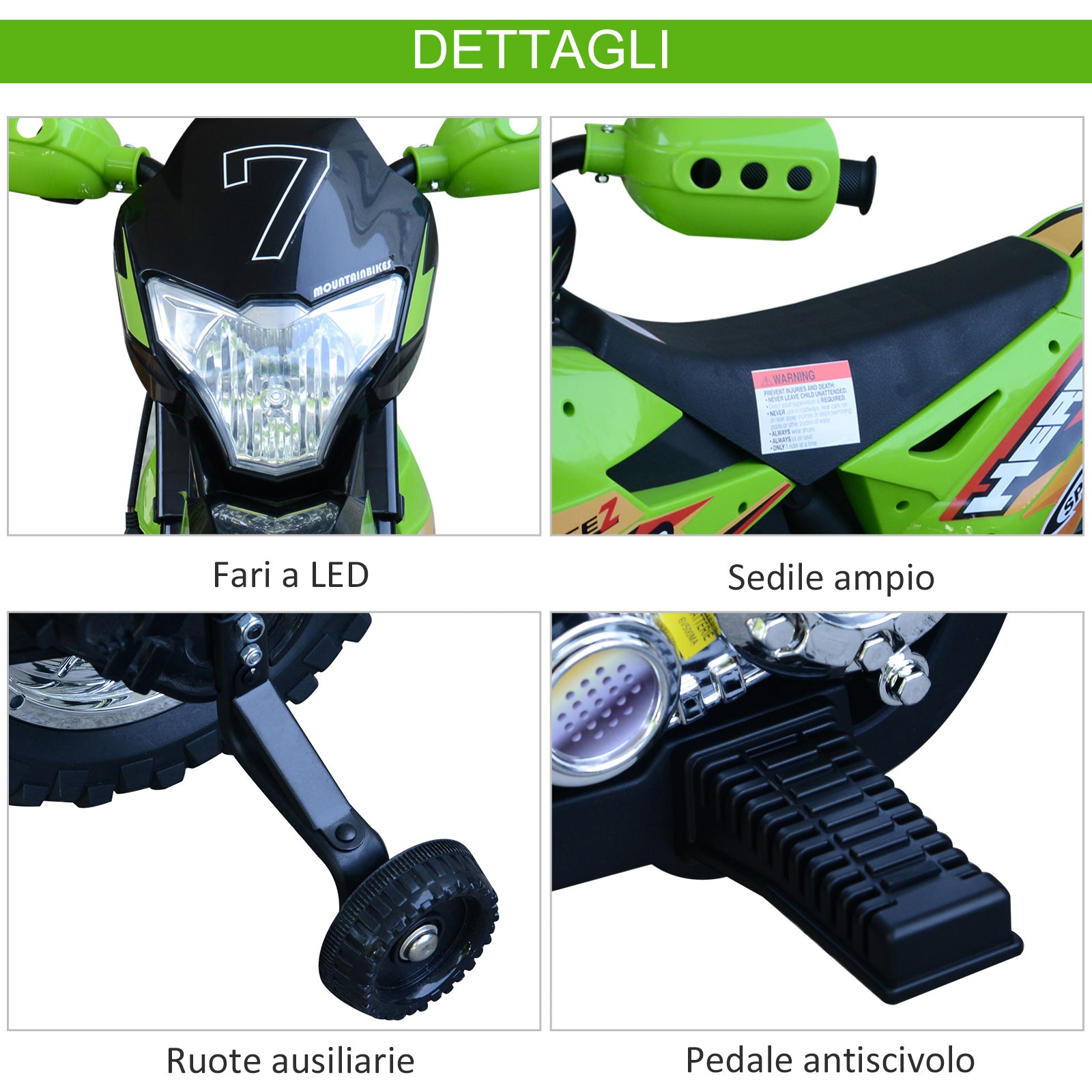 EASYCOMFORT Moto da Cross Elettrica con 2 Rotelline Ausiliarie per