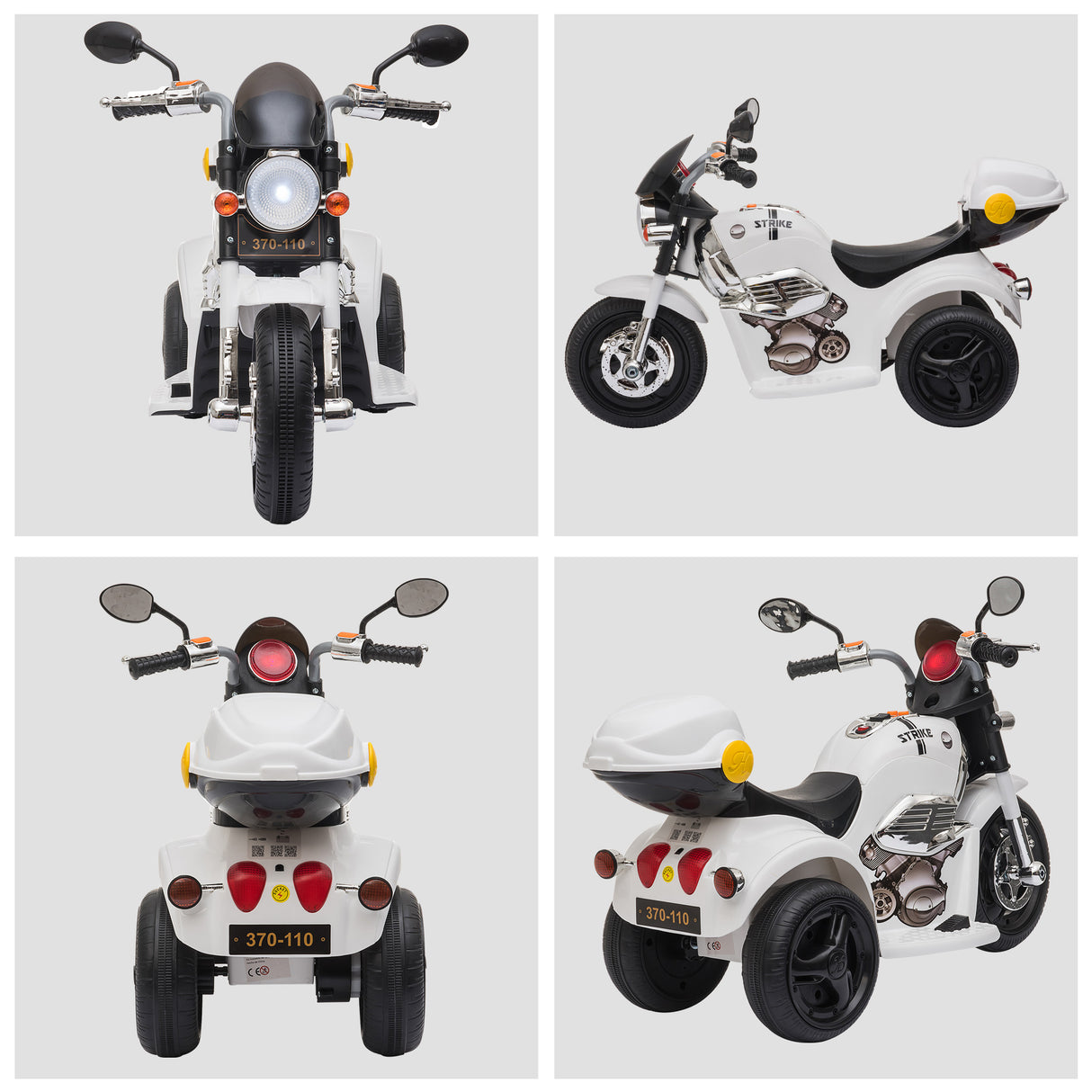 easycomfort easycomfort moto elettrica per bambini 6v a 3 ruote con luci e musica velocita 3kmh eta 18 36 mesi 87x46x54cm bianco
