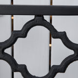 easycomfort easycomfort panchina da esterno 2 posti in acciaio e ghisa con braccioli e schienale decorato 128x58 5x89cm nero