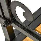 easycomfort easycomfort panchina da giardino a 2 posti in metallo e legno schienale decorato e braccioli 127x52x88cm nero