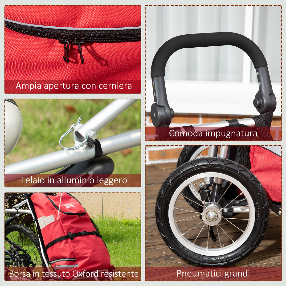 easycomfort easycomfort rimorchio bici 2 in 1 pieghevole e portatile con borsa da trasporto in tessuto oxford 53x43x110 cm