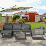 easycomfort easycomfort salotto da esterni 6 pezzi in rattan pe con poltrone e tavolino grigio