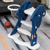 easycomfort easycomfort scivolo per bambini 1 4 anni con canestro pallone basket e pompetta per giardino o cameretta blu e bianco
