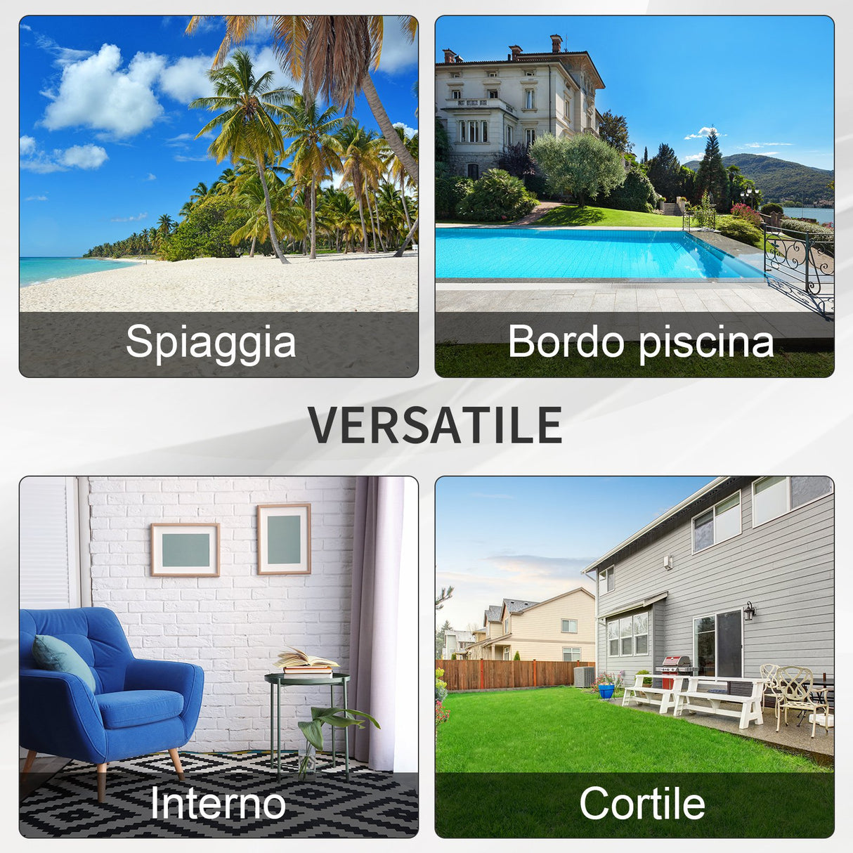 easycomfort easycomfort set 2 lettini prendisole con tavolino in pe rattan grigio