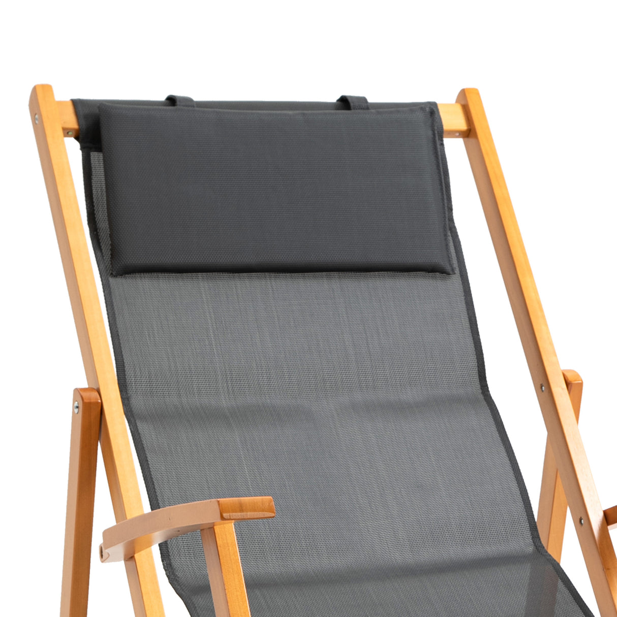 easycomfort easycomfort set 2 sdraio da giardino pieghevoli con schienale regolabile su 3 livelli legno e tessuto a rete grigio