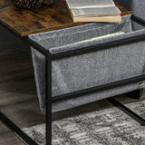 easycomfort easycomfort set 2 tavolini da caffe sovrapponibili stile industriale in mdf e acciaio nero e marrone rustico